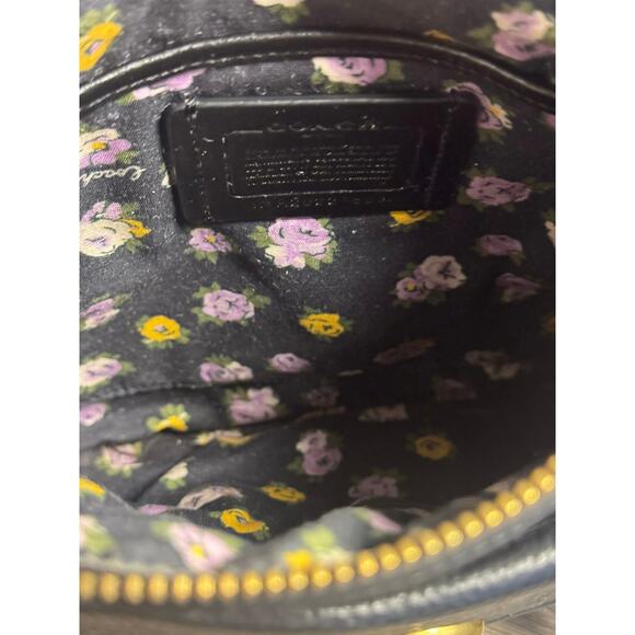 Designer x Coach A2022-868 Nylon/Leather Crossbody bag w/ Purple Floral Lining - Picture 10 of 14